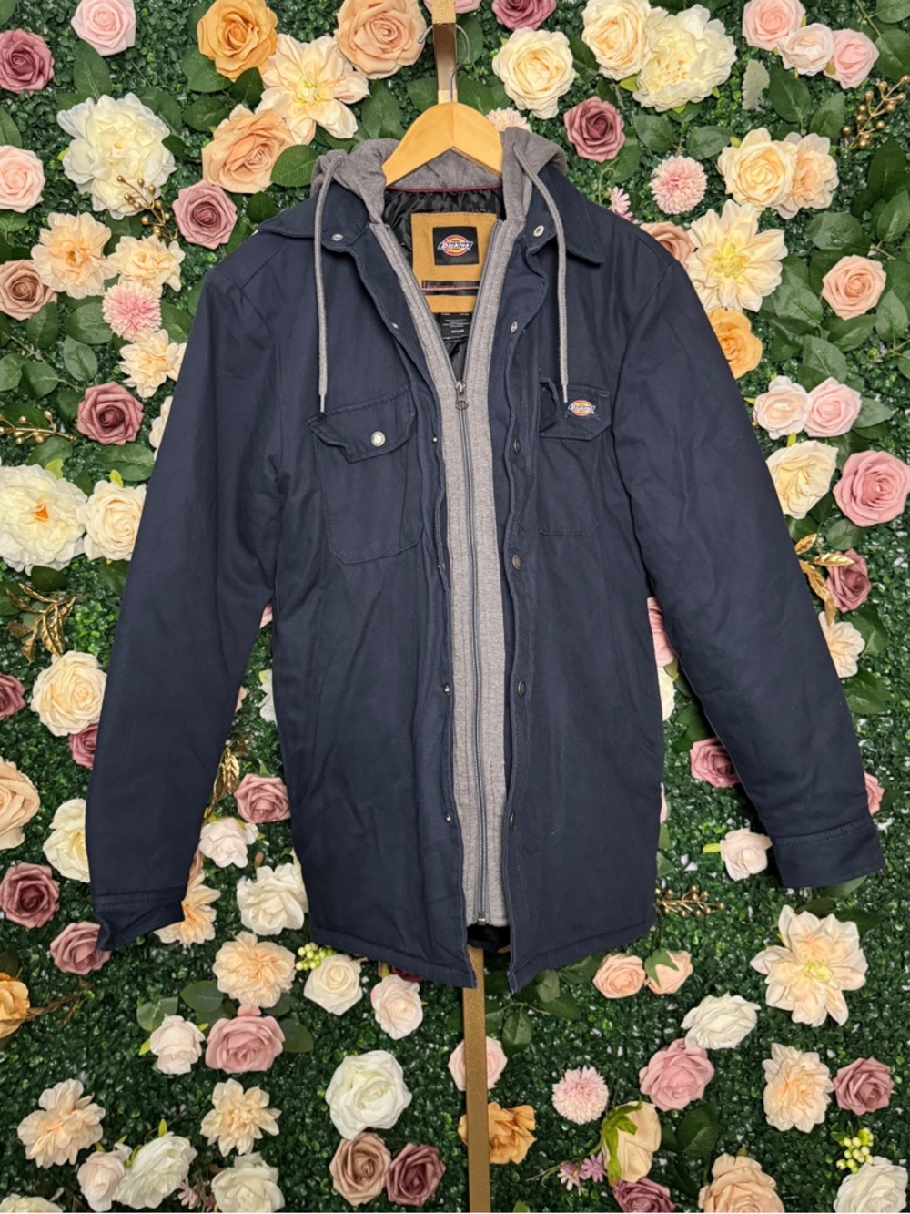 Dickies Navy Hooded Field Jacket with Gray Zip-In Liner